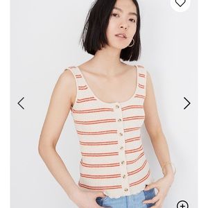 NWT Madewell Button Front Sweater Tank Stripe
